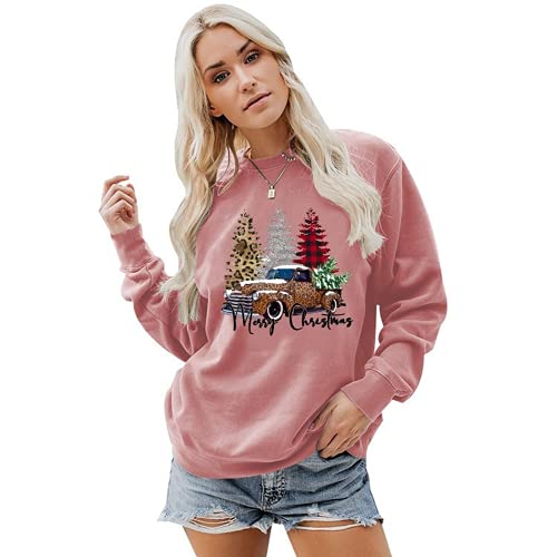 Sweat-shirt joyeux noël pour femmes, chemise de voiture, arbre de noël