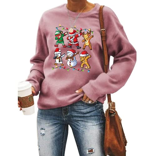 Femmes Santa Squad bonhomme de neige fille avec nœud cerf sweat chemise de noël