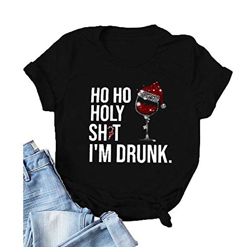 Women HO HO Holy Shit Im Drunk Christmas Funny T-Shirt