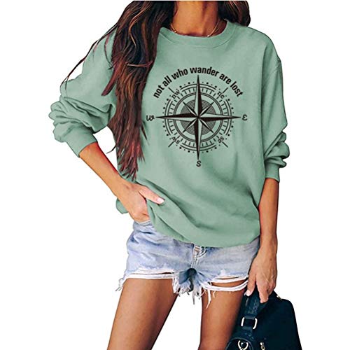 Sweat-shirt décontracté à manches longues pour femme - Not-All-Who-Wander are Lost Letters