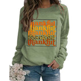 Sweat-shirt de remerciement pour femmes, manches longues, imprimé léopard, chemise de Thanksgiving graphique