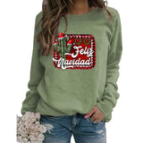 Women Feliz Navidad Sweatshirt Spanish Merry Christmas Cactus Shirt