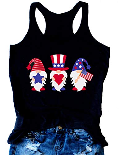 Femmes drapeau américain Gnomes amour coeur débardeur patriotique Gnomes chemise