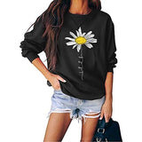 Women Daisy Graphic Sweatshirt Casual Loose Long Sleeve Fashion Tops