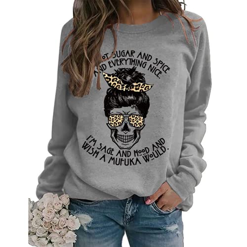 Chemise d'Halloween squelette pour femme, je ne suis pas du sucre, des épices et tout, joli sweat-shirt
