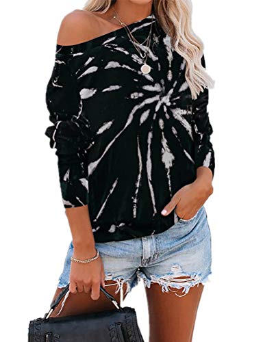 Sweat-shirt multicolore à manches longues et épaules dénudées pour femme