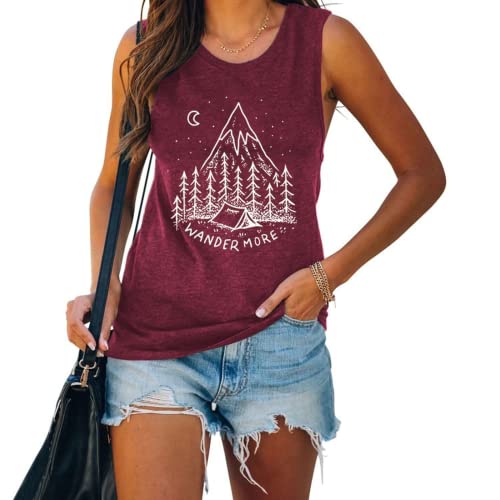 Femmes errer plus chemise aventure Camping en plein air graphique débardeurs