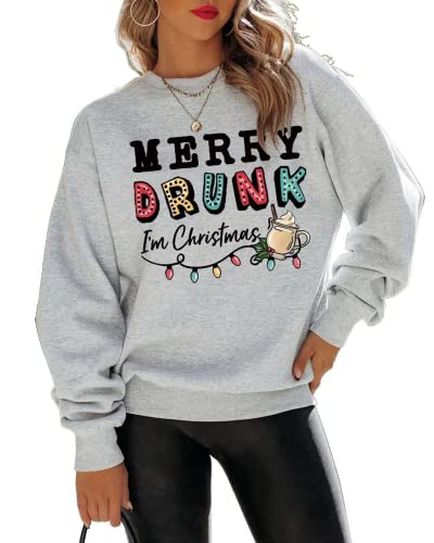 Merry Drunk I'm Christmas Sweatshirt Femme Chemise légère de Noël