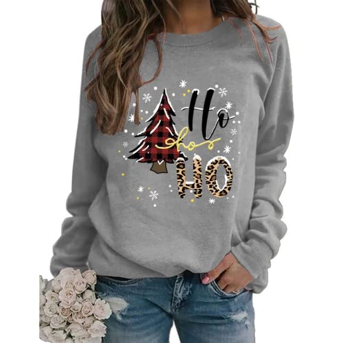 Sweat-shirt de noël pour femmes, chemise graphique avec arbre de noël et flocon de neige