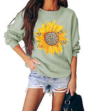 Sweat-shirt léopard tournesol à manches longues pour femmes, chemise léopard florale