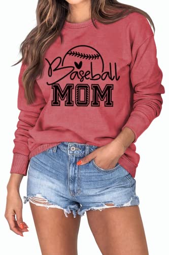 Women Baseball Mom Sweatshirt Sports Mom Gift Long Sleeve Shirt