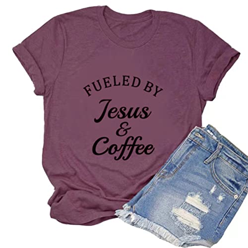 Women Fueled by Jesus and Coffee T-Shirt Christian Shirt