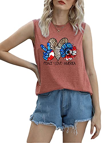 Débardeur tournesol pour femmes, chemise Peace Love America, drapeau américain