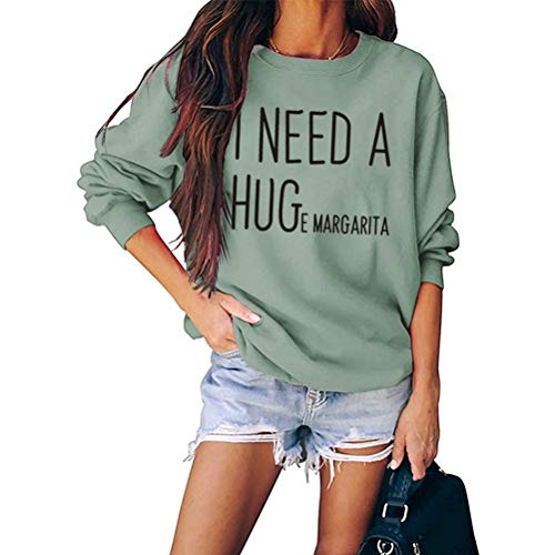 Aux femmes? Sweat-shirt à manches longues et col ras du cou pour femme, haut décontracté et ample avec image de Margarita