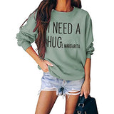 Aux femmes? Sweat-shirt à manches longues et col ras du cou pour femme, haut décontracté et ample avec image de Margarita