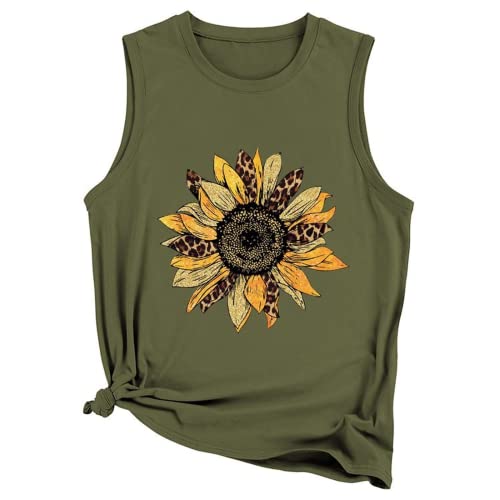 Débardeur tournesol pour femmes, t-shirt d'été décontracté sans manches