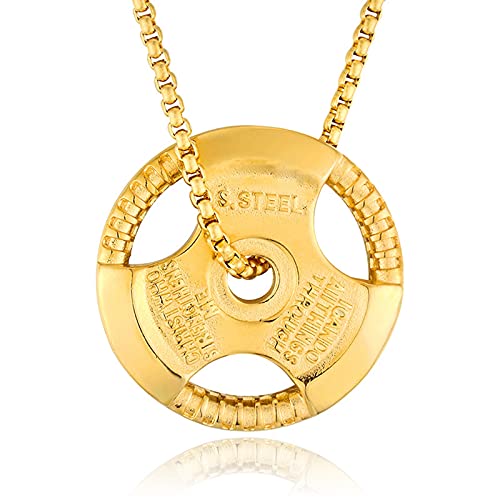 Men's Fitness Jewelry Dumbbell Charm Sport Barbell Pendant Biker Box Chain Necklace Stainless Steel Necklace