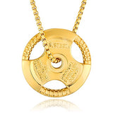 Men's Fitness Jewelry Dumbbell Charm Sport Barbell Pendant Biker Box Chain Necklace Stainless Steel Necklace