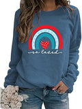 Valentines Rainbow Love Sweatshirt Women Love Heart Tee Tops