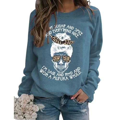 Chemise d'Halloween squelette pour femme, je ne suis pas du sucre, des épices et tout, joli sweat-shirt
