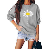 Women Daisy Graphic Sweatshirt Casual Loose Long Sleeve Fashion Tops