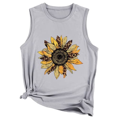 Débardeur tournesol pour femmes, t-shirt d'été décontracté sans manches