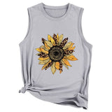 Débardeur tournesol pour femmes, t-shirt d'été décontracté sans manches