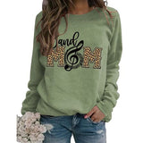 Women Band Mom Shirt Long Sleeve Leopard Graphic Sweatshirt