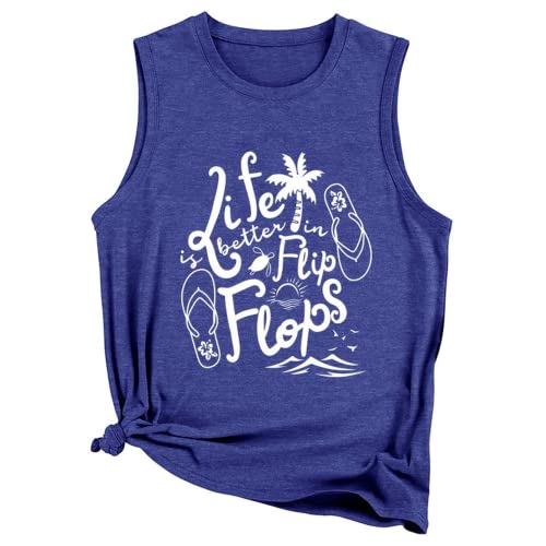 Débardeur d'été pour femmes, la vie est meilleure avec des tongs, chemise sans manches
