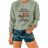 Chemise de poulet drôle femmes poulets me rendent heureux les humains me font mal à la tête sweat-shirt