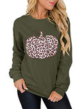 Sweat-shirt citrouille léopard à manches longues pour femmes, chemise citrouille d'halloween
