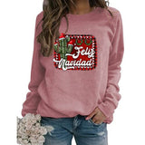 Women Feliz Navidad Sweatshirt Spanish Merry Christmas Cactus Shirt