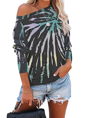 Sweat-shirt multicolore à manches longues et épaules dénudées pour femme