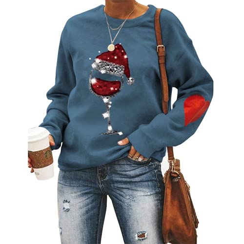 Chemise à vin de noël pour femmes, sweat-shirt en verre de vin du père noël