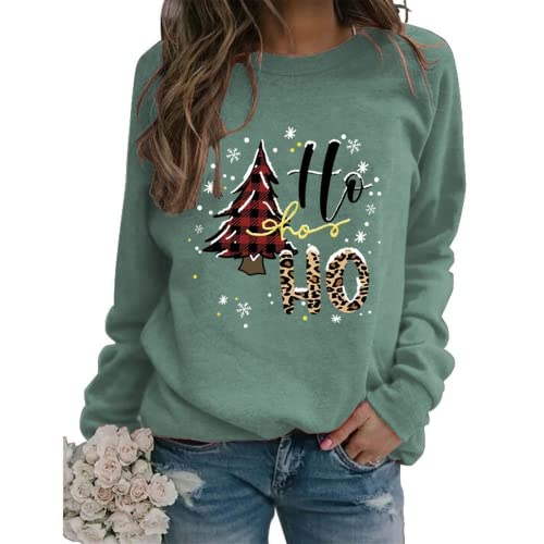 Sweat-shirt de noël pour femmes, chemise graphique avec arbre de noël et flocon de neige