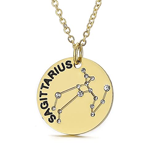 Collier pendentif Constellation plaqué or, horoscope, signe du zodiaque, breloques, pièces de monnaie réglables