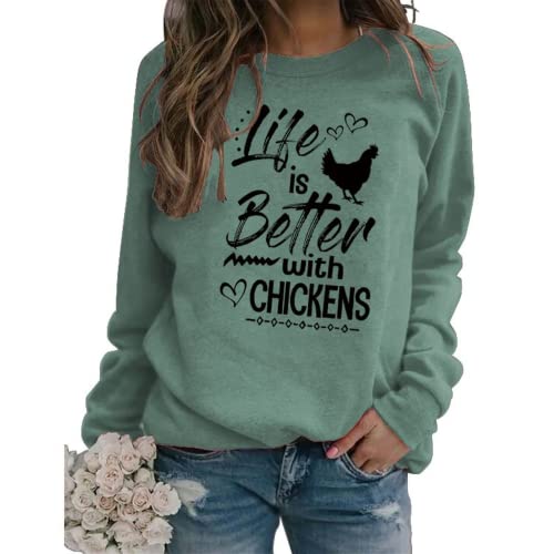 Sweat-shirt pour femmes, amoureux du poulet, la vie est meilleure avec des poulets