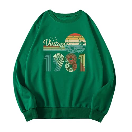 Sweatshirt mit Vintage-Motiv „1981“ für Damen, 40 Jahre alt, Geburtstagsgeschenk, Langarmshirt
