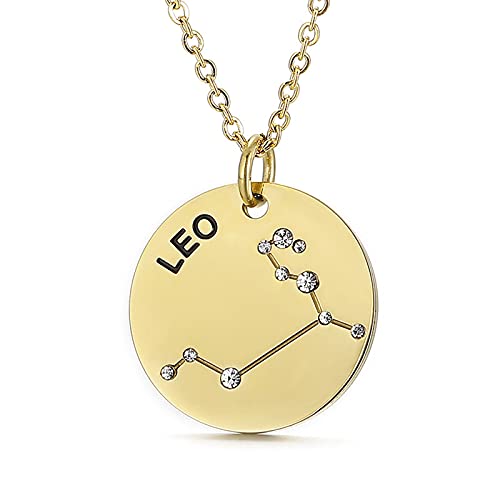Collier pendentif Constellation plaqué or, horoscope, signe du zodiaque, breloques, pièces de monnaie réglables