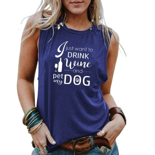 Boire chien maman débardeurs femmes je veux juste boire du vin et animal de compagnie avec ma chemise de chien