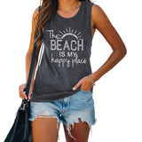 The Beach is My Happy Place Chemise sans manches pour femme Débardeur de plage d'été