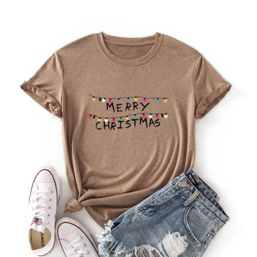 Women Merry Christmas T-Shirt Christmas Lights Shirt