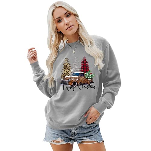 Sweat-shirt joyeux noël pour femmes, chemise de voiture, arbre de noël