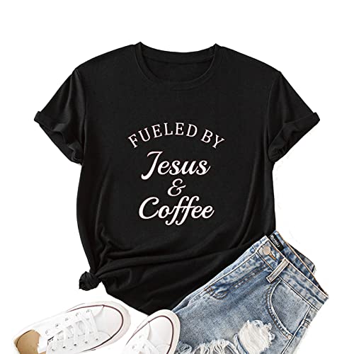 Women Fueled by Jesus and Coffee T-Shirt Christian Shirt