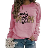 Women Band Mom Shirt Long Sleeve Leopard Graphic Sweatshirt