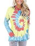 Women Fashion Long Sleeve Tie Dye Blouse with Pockets
