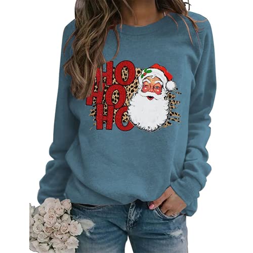Damen Vintage Weihnachtsmann Sweatshirt Ho Ho Ho Frohe Weihnachten Shirt