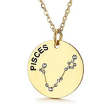 Collier pendentif Constellation plaqué or, horoscope, signe du zodiaque, breloques, pièces de monnaie réglables