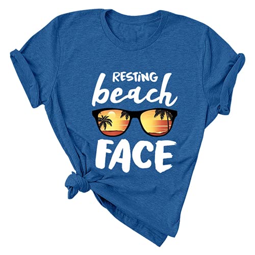 Women Resting Beach Face T-Shirt Women Beach Graphic Shirt Summer Beach Shirt