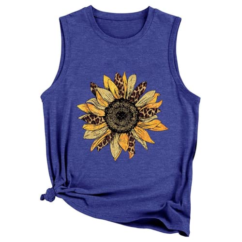 Débardeur tournesol pour femmes, t-shirt d'été décontracté sans manches